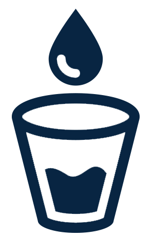 Icon showing a drop of water into a glass.